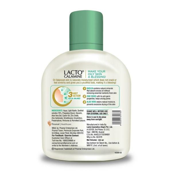 Lacto Calamine Oil Balance Daily Face Care Lotion with Kaolin Clay for Combination to Normal