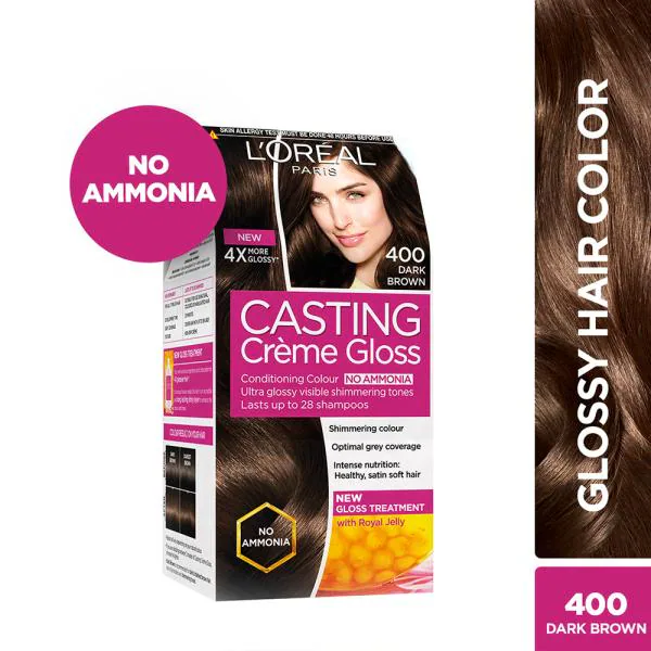 L'Oreal Paris Casting Creme Gloss Ammonia Free Hair Colour, Dark Brown  (400) ( g + 72 ml) - JioMart