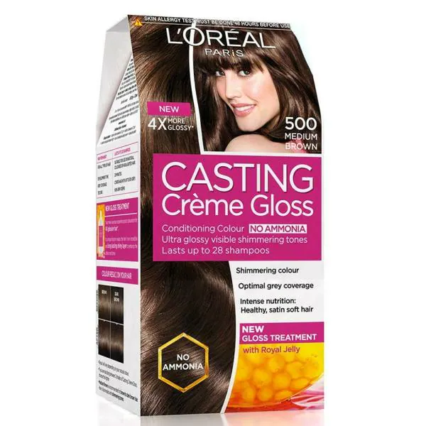 L'Oreal Paris Casting Creme Gloss Ammonia Free Hair Colour, Medium Brown  (500) ( g + 72 ml) - JioMart