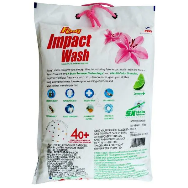 Fena Impact Wash Lemon Detergent Powder 4 kg JioMart