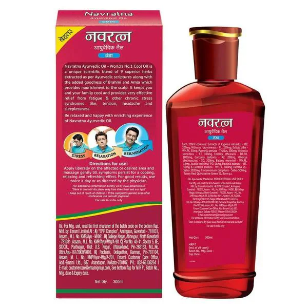 Navratna Ayurvedic Cool Hair Oil with 9 Active Herbal Ingredients 300