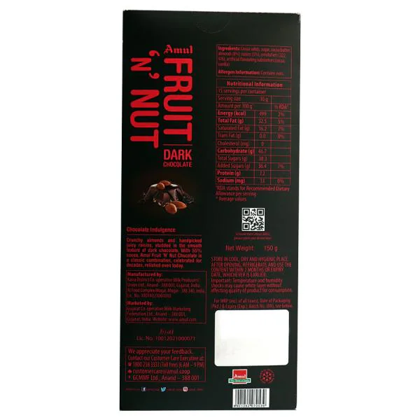 Amul Fruit & Nut Dark Chocolate 150 g JioMart