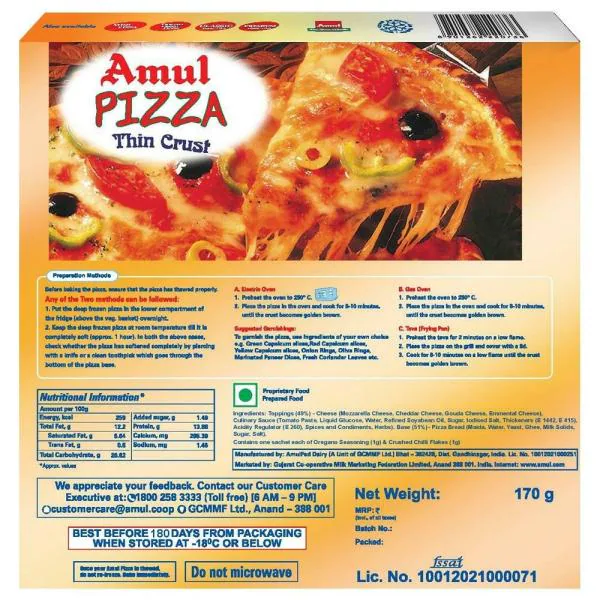 Amul 4 Cheese Thin Crust Pizza 170 g JioMart