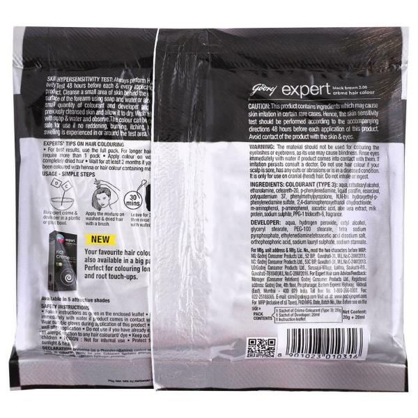 Godrej Expert Rich Creme Ammonia Free Hair Colour, Black Brown (20 g + 20  ml) - JioMart