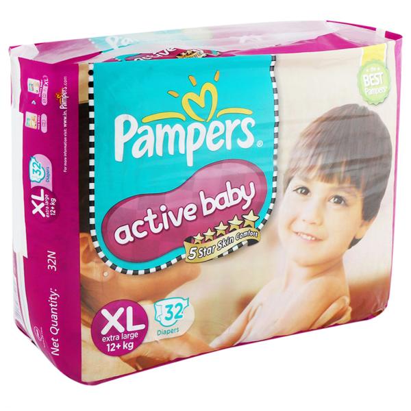 Pampers Active Baby Diapers (XL) 32 count (12+ kg) JioMart