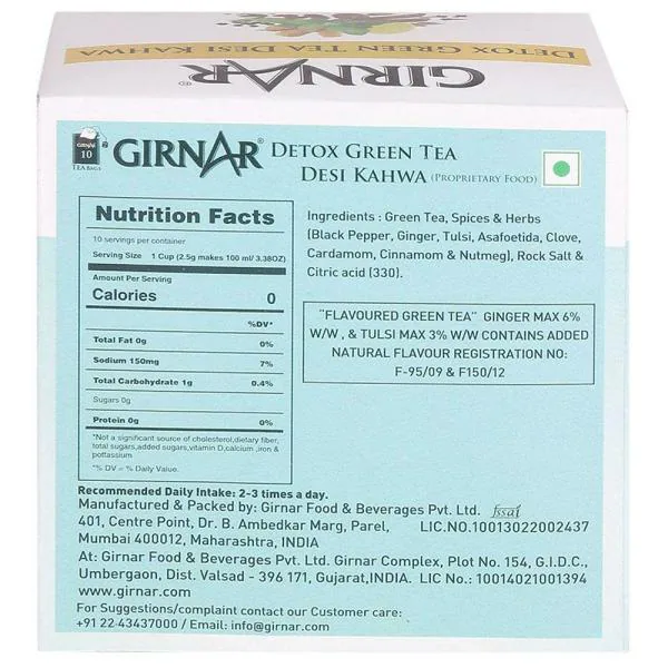 Girnar Desi Kahwa Detox Green Tea Bags 10 pcs JioMart