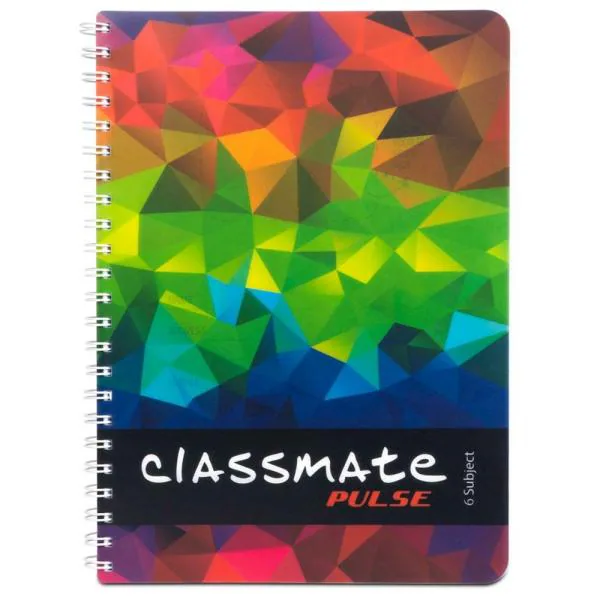 Classmate Pulse 6 Subject Red Spiral Single Ruled Notebook (300 pgs