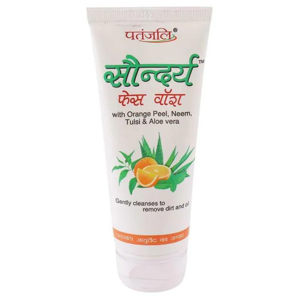 Patanjali Saundarya Face Wash with Orange Peel, Neem, Tulsi & Aloe Vera