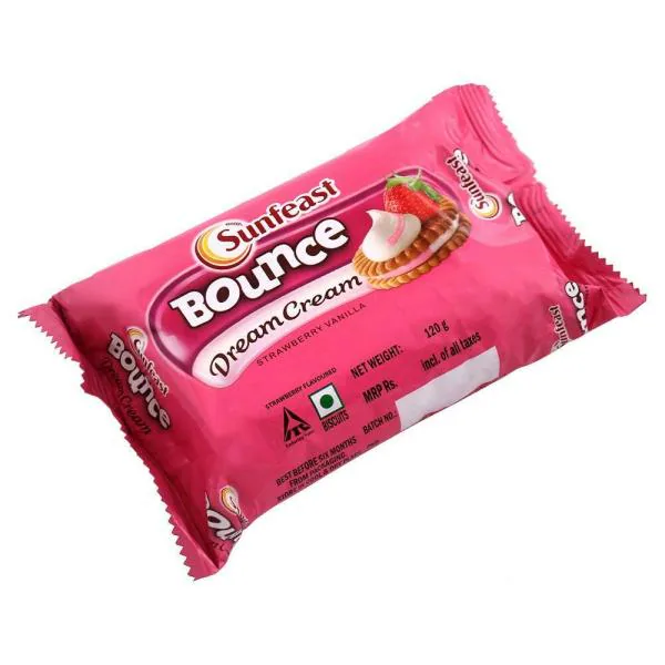 Sunfeast Bounce Strawberry Vanilla Dream Cream Biscuits 120 g JioMart