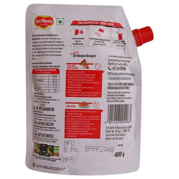 Del Monte Pizza & Pasta Sauce 400 g JioMart