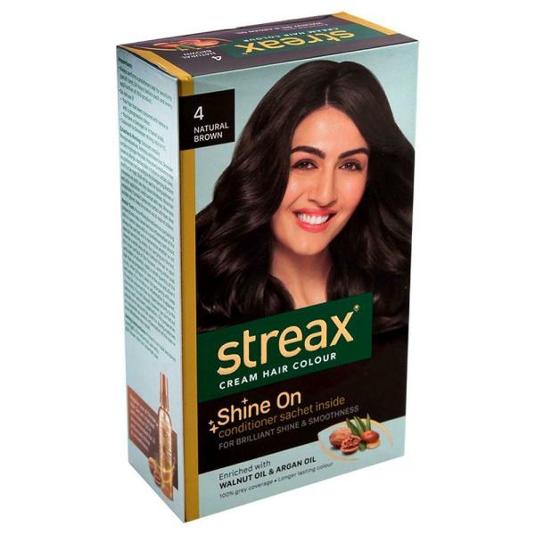 Streax Cream Hair Colour, Natural Brown (4) 50 g + 50 ml - JioMart