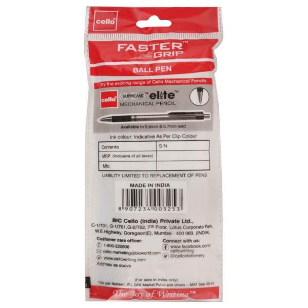 Bic Cello 0.7 mm Faster Grip Blue Ballpoint Pen (Pack of 5) JioMart