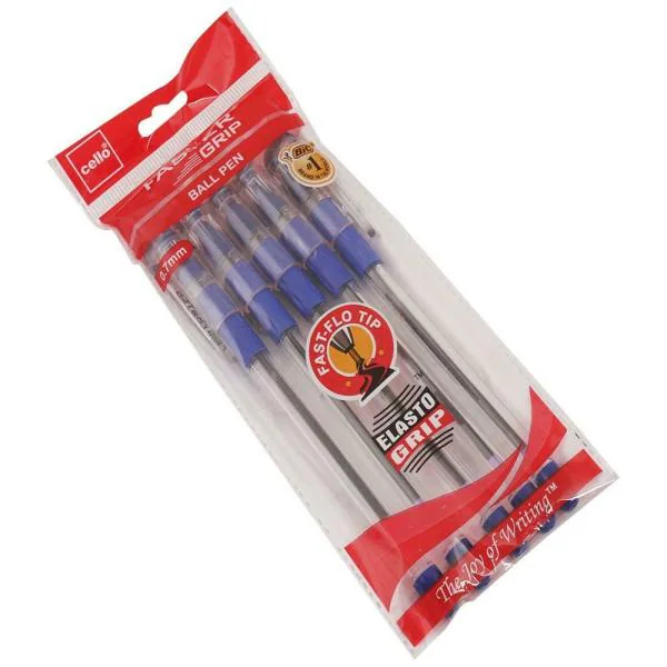 Bic Cello 0.7 mm Faster Grip Blue Ballpoint Pen (Pack of 5) JioMart