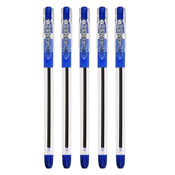 Bic Cello 0.7 mm Faster Grip Blue Ballpoint Pen (Pack of 5) JioMart