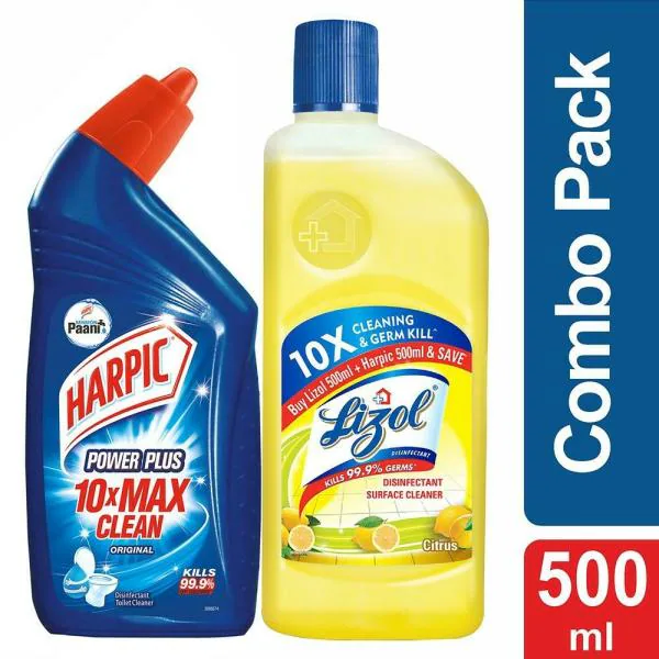 Harpic Original & Lizol Citrus Cleaning Combo Pack (500 ml + 500 ml