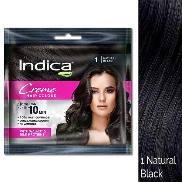 Indica 10 Minute Creme Hair Colour, Natural Black 40 ml - JioMart
