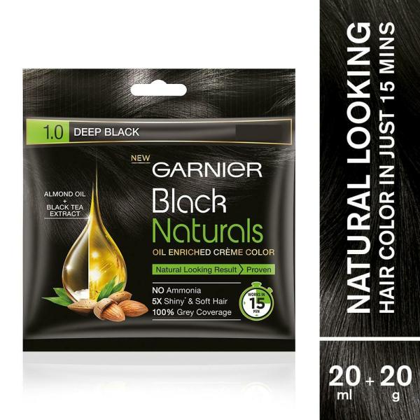 Garnier Black Naturals Ammonia Free Hair Colour, Deep Black (1) (20 ml + 20  g) - JioMart