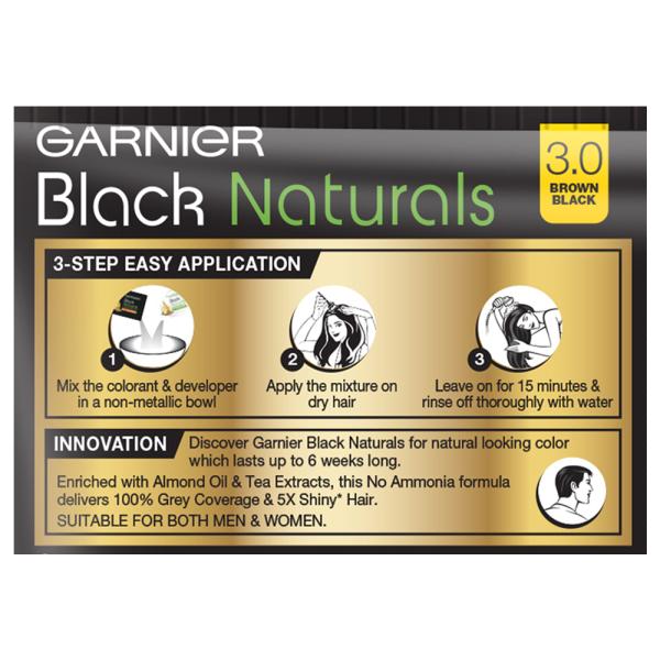 Garnier Black Naturals Oil Enriched Ammonia Free Hair Colour, Brown Black  (20 g + 20 ml) - JioMart