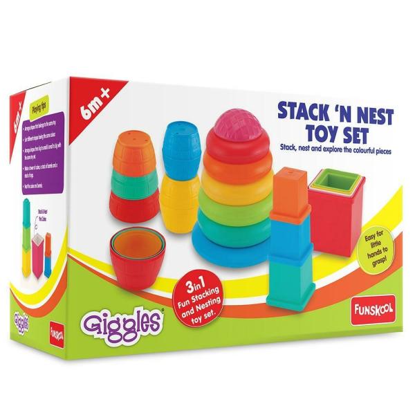 Funskool Giggles Multicolour Plastic Stack 'N Nest Toy Set (6+ Months
