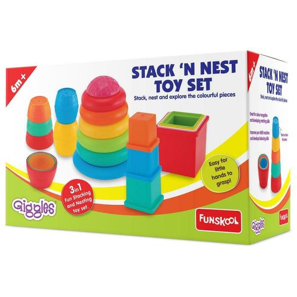 Funskool Giggles Multicolour Plastic Stack 'N Nest Toy Set (6+ Months