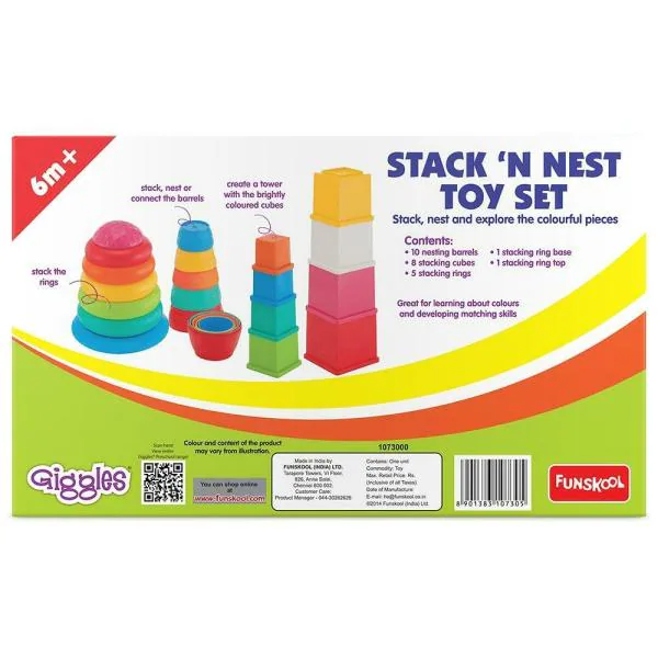 Funskool Giggles Multicolour Plastic Stack 'N Nest Toy Set (6+ Months
