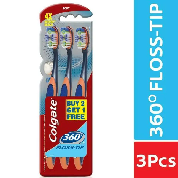 Colgate 360 Degree Floss Tip (Medium) Toothbrush (Buy 2 Get 1 Free