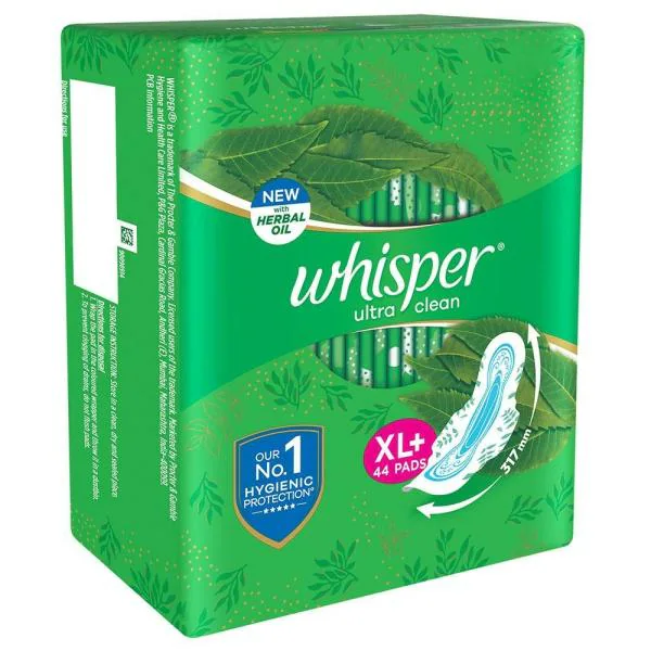 Whisper Ultra Clean Sanitary Napkin with Wings (XL+) 44 pads JioMart