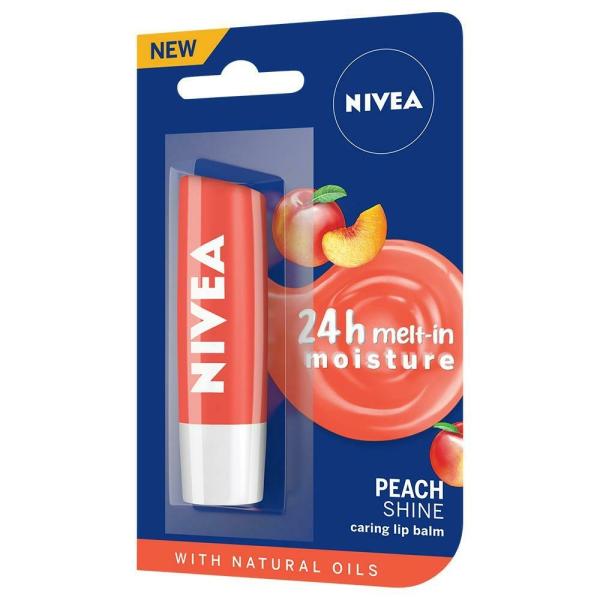 Nivea 24 hour Meltin Moisture Caring Lip Balm, Peach Shine 4.8 g JioMart