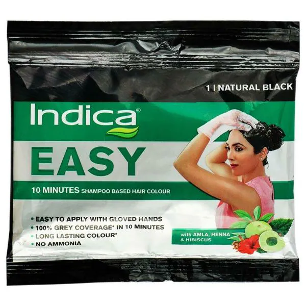 Indica Easy Shampoo Based Ammonia Free Hair Colour, Natural Black (1) 25 ml  - JioMart