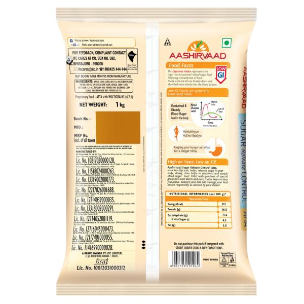 Aashirvaad Sugar Release Control Atta 1 kg JioMart