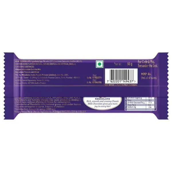 Cadbury Dairy Milk Chocolate Bar 50 g JioMart