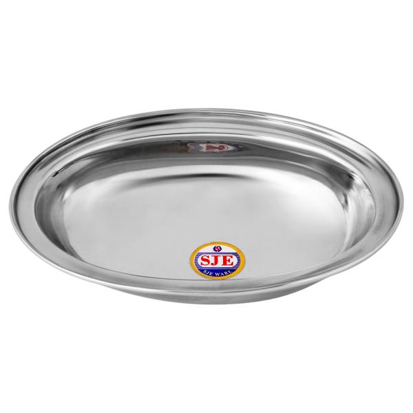 SJE Oval Stainless Steel Serving Plate 12.5x18 cm JioMart
