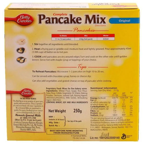 Betty Crocker Original Complete Pancake Mix 250 g JioMart