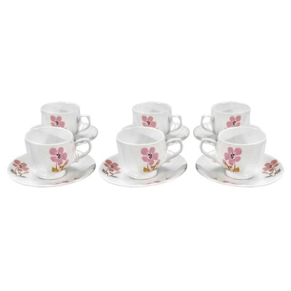 UPC Tulip Assorted Colour Bone China Cup and Saucer (Set of 6) JioMart