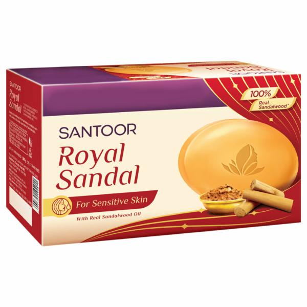 Santoor Royal Sandal Soap for Sensitive Skin 125 g (Buy 3 Get 1 Free) JioMart