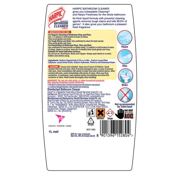 Harpic Lemon Disinfectant Bathroom Cleaner 1 L JioMart