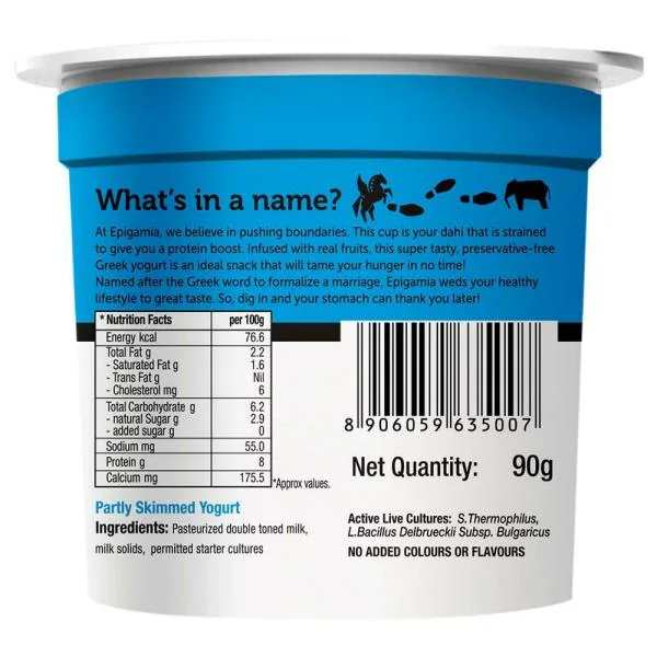 Epigamia Natural Greek Yogurt 90 g (Cup) JioMart