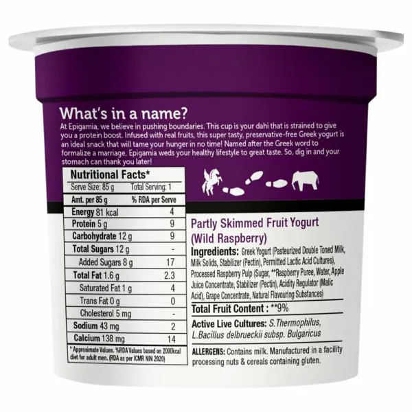 Epigamia Wild Raspberry Greek Yogurt 85 g (Cup) JioMart