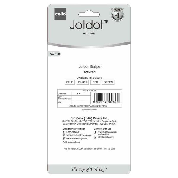 Bic Cello Jotdot Blue Ballpoint Pen (Pack of 3) JioMart