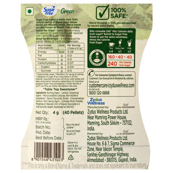 Sugar Free Green Table Top Sweetener 40 Pellets JioMart