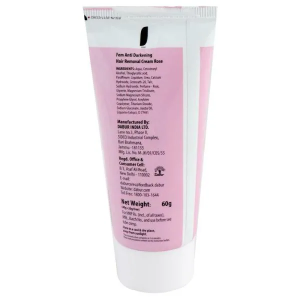 Fem Rose Anti Darkening Hair Removal Cream 60 g (With Anti Darkening  Moisturizer Sachet 15 g) - JioMart