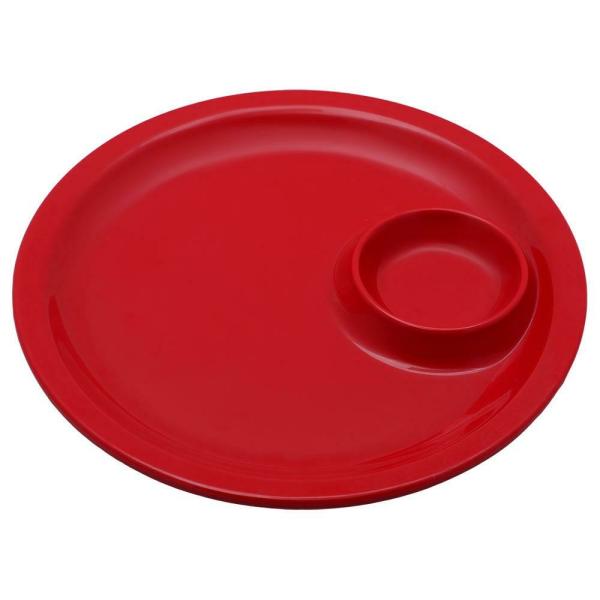 Dinewell 2 Section Red Plastic Chip and Dip Tray 5 inch JioMart