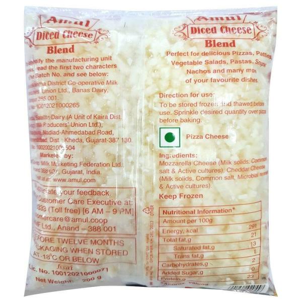 Amul Mozzarella And Cheddar Diced Cheese Blend 200 g (Pack) JioMart