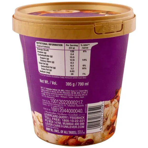 Kwality Wall's Fruit & Nut Family Pack 700 ml (Tub) JioMart