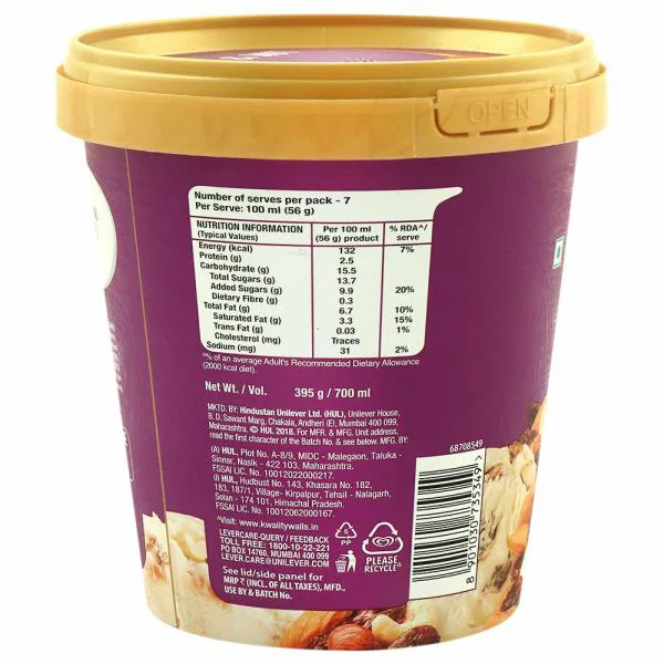 Kwality Wall's Twice As Nice Fruit & Nut Ice Cream 700 ml (Tub) JioMart