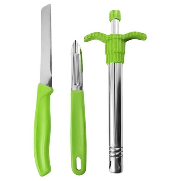 Everest Green Stainless Steel Lighter, Peeler & Knife Set (3 pcs) JioMart