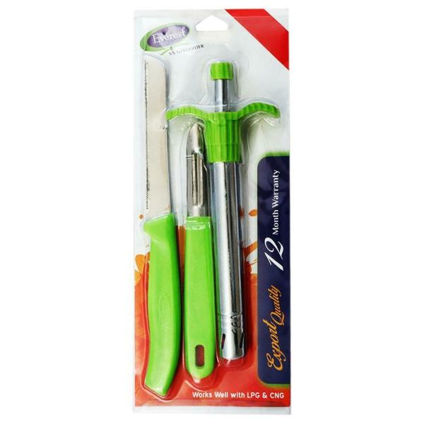 Everest Green Stainless Steel Lighter, Peeler & Knife Set (3 pcs) JioMart