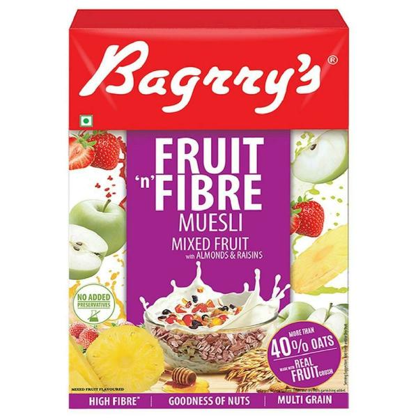 Bagrry's Fruit 'n' Fibre Mixed Fruit Muesli With Almonds & Raisins 500