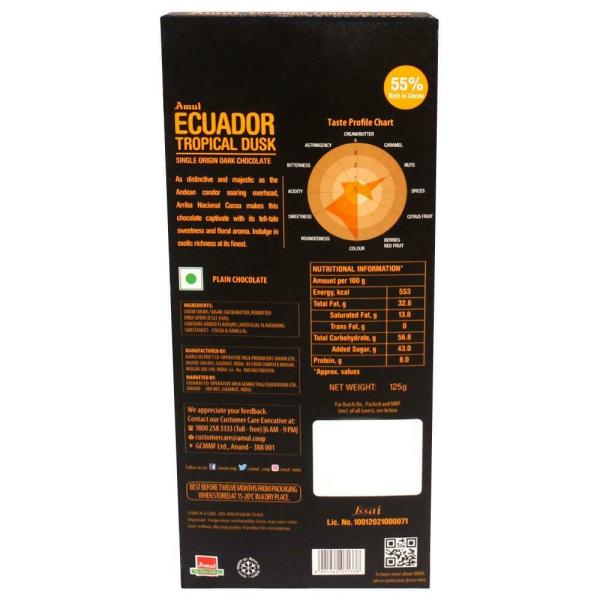 Amul Ecuador Tropical Dusk Dark Chocolate Bar 125 g JioMart