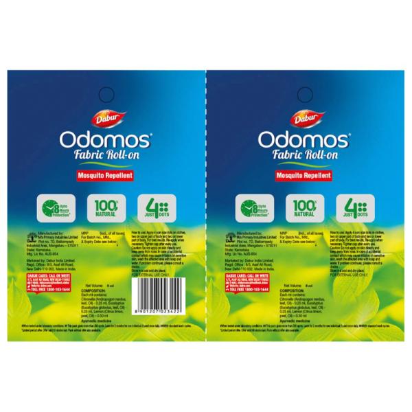 Odomos Fabric RollOn Mosquito Repellent 8 ml (Buy 1 Get 1 Free) JioMart